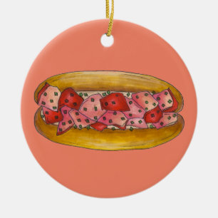 Maine Lobster Roll Sandwich Seafood Foodie Gift Julgransprydnad Keramik