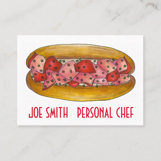Maine Lobster Roll Seafood Sandwich Chef Cook Food Visitkort (Framsida)