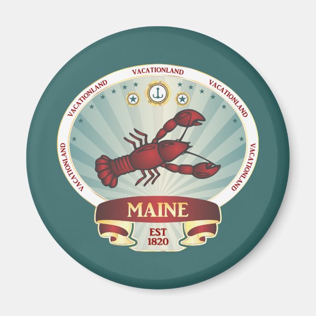 Maine Lobster Vapensköld Magnet (Framsidan)