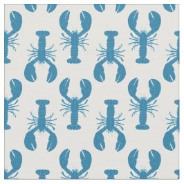 Maine Lobsters Coastal Mönster in Blue and White Tyg