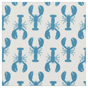 Maine Lobsters Coastal Mönster in Blue and White Tyg