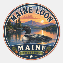 Maine Loon Fryeburg Maine Rund Klistermärke