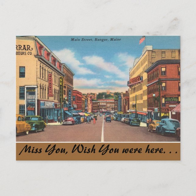 Maine, Main Street, Bangor Vykort (Framsida)