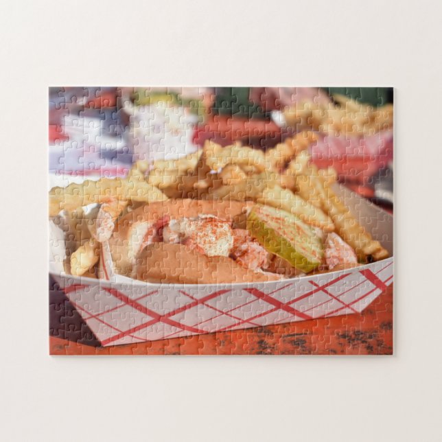 Maine ME Lobster Roll Sandwich Foodie Seafood Food Pussel (Horisontell)