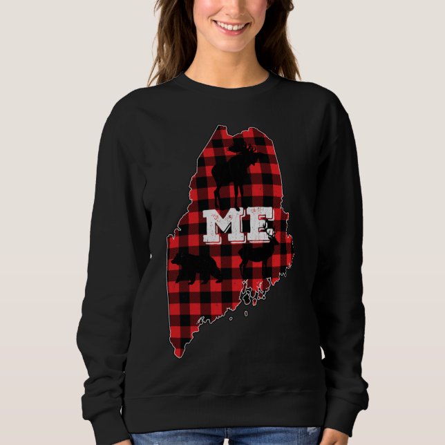 Maine ME State Red Play Fill Moose Hunting Kristus T Shirt (Framsida)