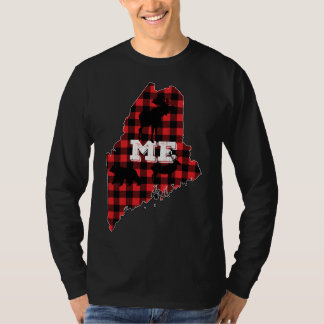Maine ME State Red Play Fill Moose Hunting Kristus T Shirt