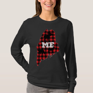 Maine ME State Red Play Fill Moose Hunting Kristus T Shirt
