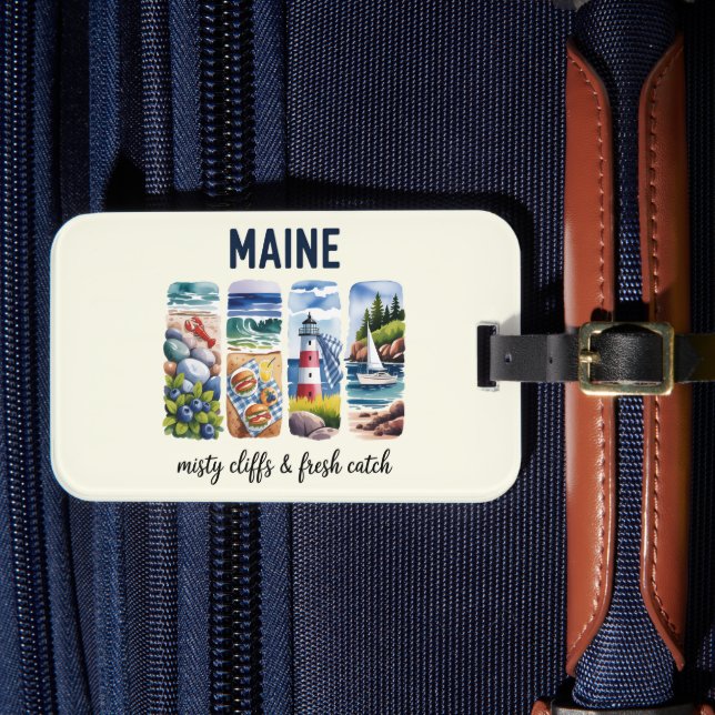 Maine - Misty Cliffs & Fresh Catch Bagagebricka (Framsida Insitu 4)