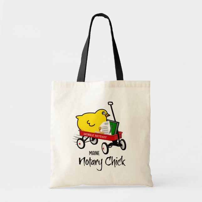 Maine Mobile Notary Chick Red Wagon Tygkasse (Framsidan)
