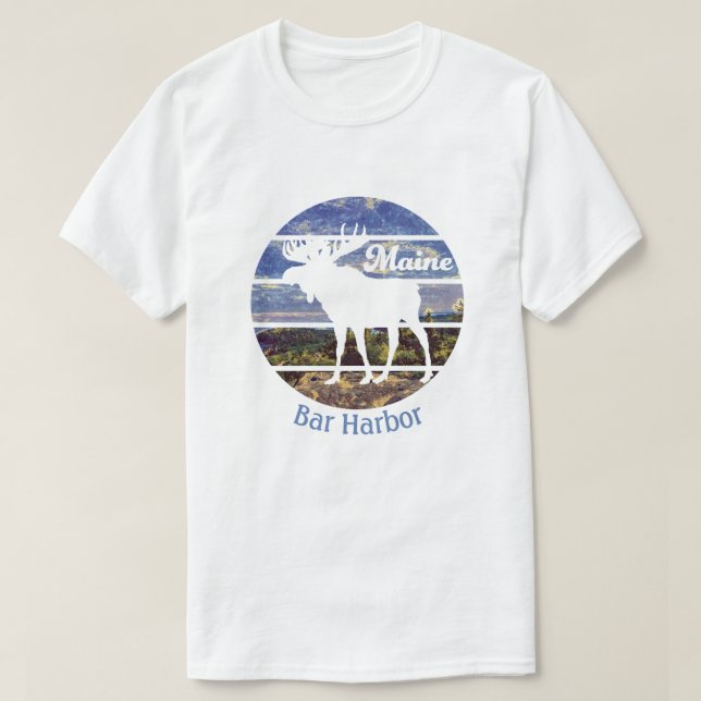 Maine Moose Anpassningsbar Town Namn Retro T Shirt (Design framsida)