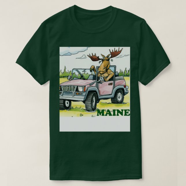 Maine Moose Körning av hirt T Shirt (Design framsida)