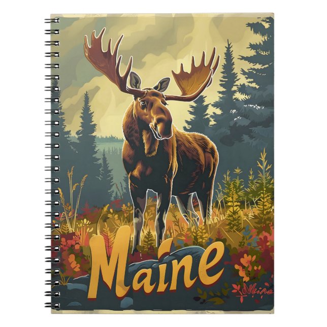 Maine Moose Vintage Anteckningsbok (Framsidan)