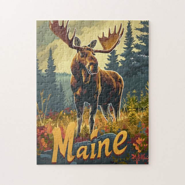 Maine Moose Vintage Pussel (Vertikal)