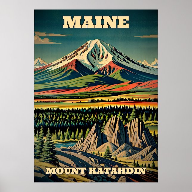 Maine Mount Katahdin V02 Poster (Framsidan)