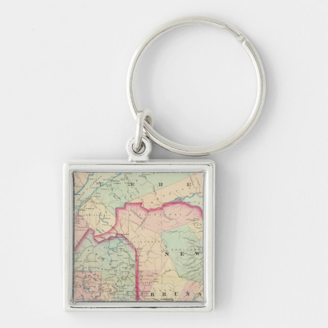 Maine, NB Fyrkantig Silverfärgad Nyckelring (Framsidan)
