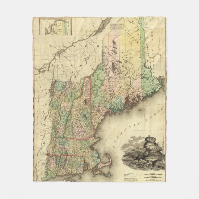 Maine New Hampshire, Vermont, Massachusetts Fleecefilt (Framsidan)