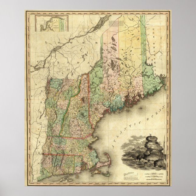 Maine, New Hampshire, Vermont, Massachusetts Poster (Framsidan)