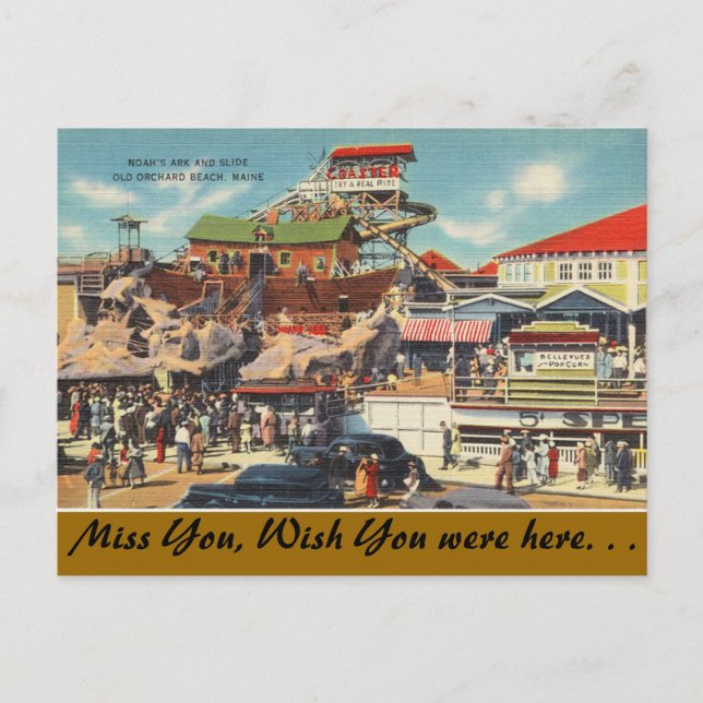 Maine, Noahs Ark, gamle Orchard Beach Vykort (Framsida)