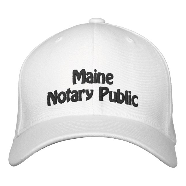 Maine Notary Public Embroired Baseball Cap Broderad Keps (Framsida)