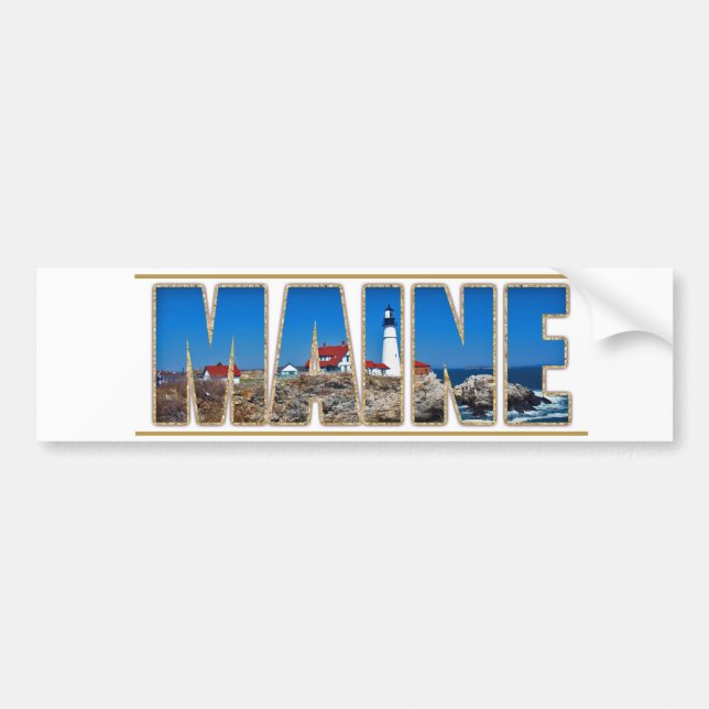 Maine Portland avbildar den Head fyren text Bildekal (Framsidan)