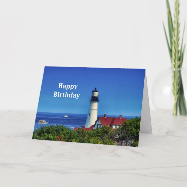 Maine Portland Head Light Photo Birthday Kort (Framsida)