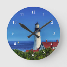 Maine Portland Head Light Photo Rund Klocka