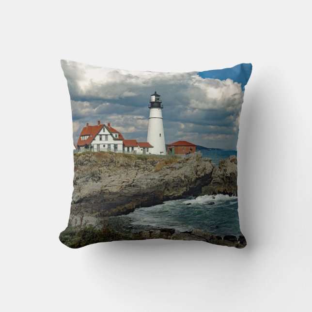 Maine Portland Head Lighthouse Photo Kudde (Framsida)