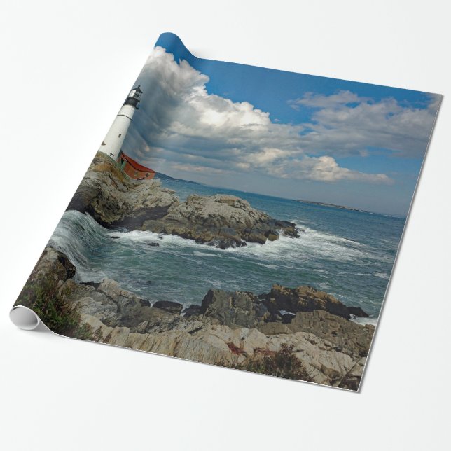 Maine Portland Head Lighthouse Photo Presentpapper (Utrullad)