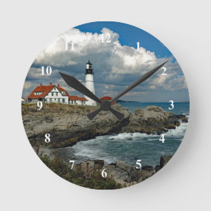 Maine Portland Head Lighthouse Photo Rund Klocka