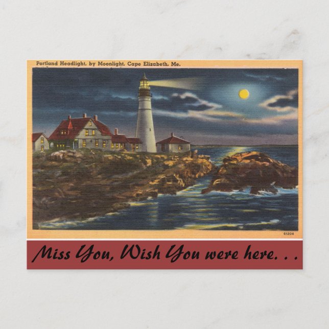 Maine, Portland Headlight, Cape Elisabeth Vykort (Framsida)