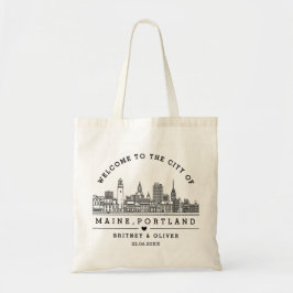 Maine Portland Skyline – Anpassad bröllopspresent Tygkasse