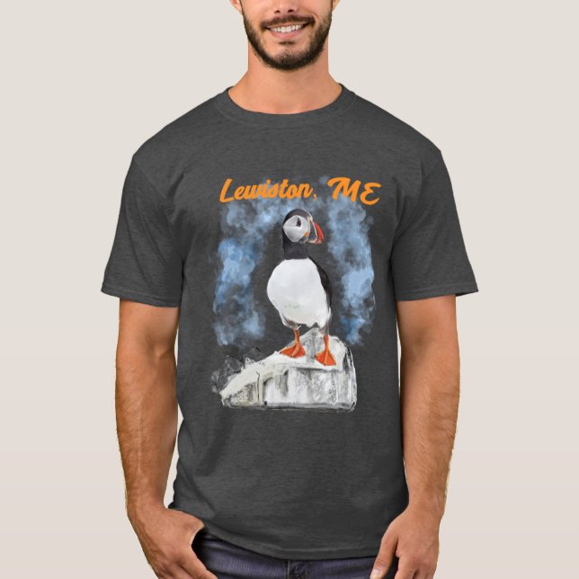 Maine Puffin och Stad T Shirt (Framsida)