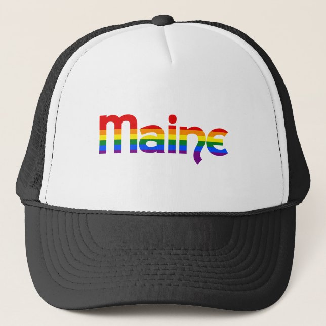 Maine Rainbow text Hat Keps (Framsida)