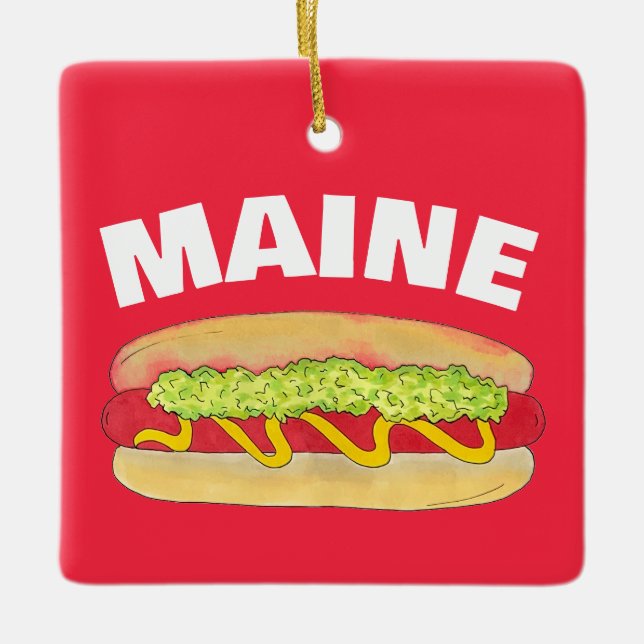 Maine Red Snapper Hotdog Portland ME Food Cookout Julgransprydnad Keramik (Framsida)