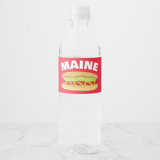 Maine Red Snapper Hotdog Portland ME Food Cookout Vattenflaskor Etikett (Framsida)