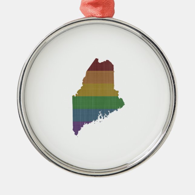 Maine regnbågegay pride julgransprydnad metall (Framsidan)