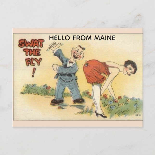 MAINE RETRO FUNNY POSTCARD VYKORT (Framsida)