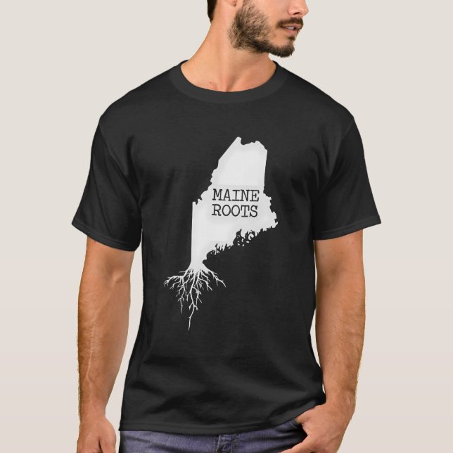 Maine Roots State Karta Gift T Shirt (Framsida)