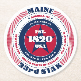 Maine Rött vitt blått Typography Underlägg Papper Rund