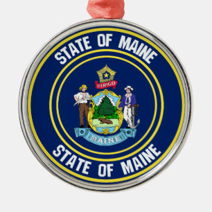 Maine Round Emblem Julgransprydnad Metall
