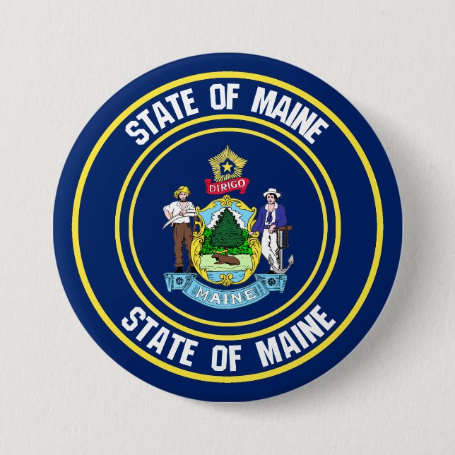 Maine Round Emblem Knapp (Framsida)
