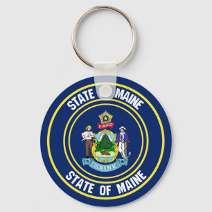 Maine Round Emblem Nyckelring