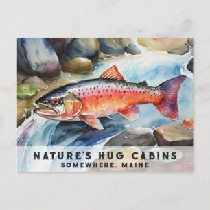*~* Maine Salmon Fish Swimming AP49 Painting Helg Vykort