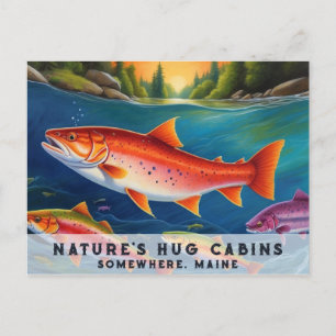 *~* Maine Salmon Fish Swimming BeSnygg Art AP49 Helg Vykort