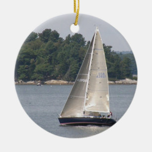 Maine seglingprydnad julgransprydnad keramik