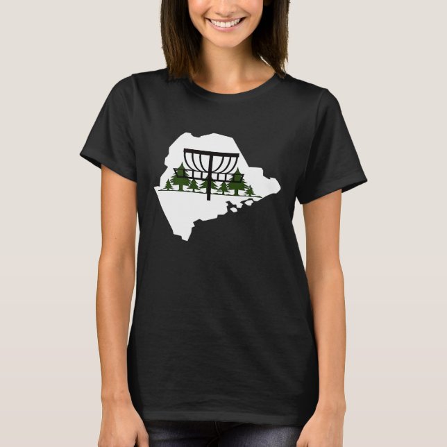Maine Silhouette Disk Golf Basket T Shirt (Framsida)