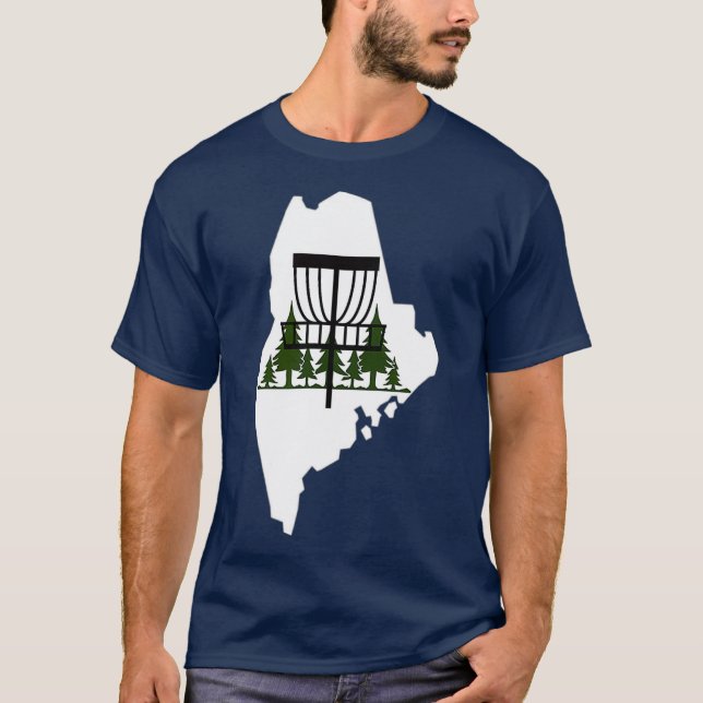 Maine Silhouette Disk Golf Basket T Shirt (Framsida)