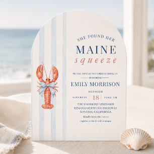 Maine Squeeze Coastal Lobster Bow Bröllopsdusch Inbjudningar