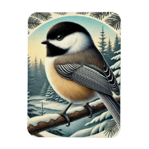 Maine State Bird Black-Caps Chickadee Magnet