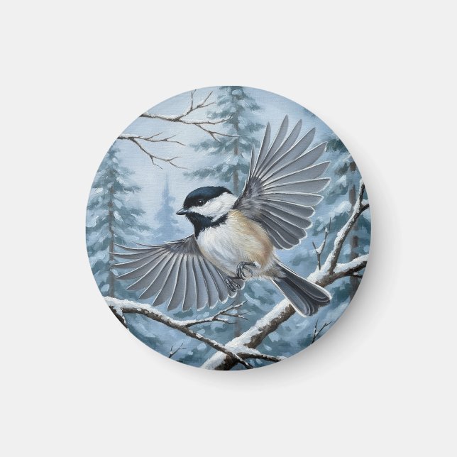 Maine State Bird Black-Caps Chickadee Magnet (Framsidan)